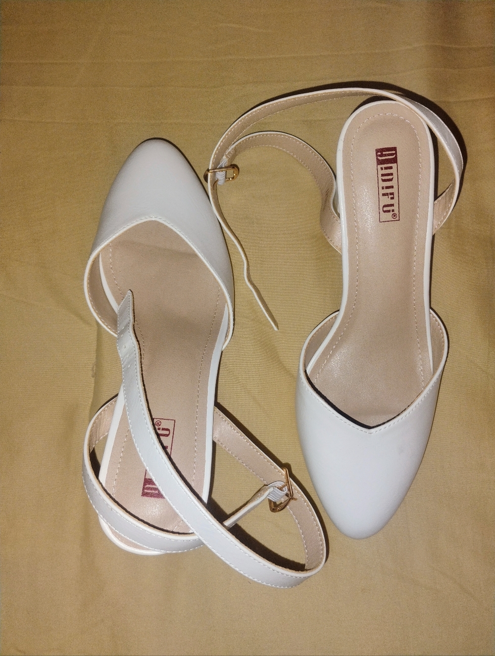 White Pointed-Toe Ankle Strap Flats for Women